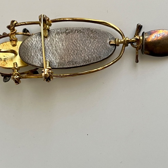 Carolyn Morris Bach Brooch Pendant 18K, 22K, Sterling and Agate - Picture 5 of 15